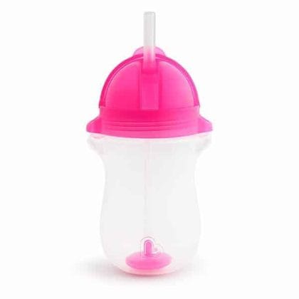 Munchkin Ποτήρι με Καλαμάκι & Βαρίδι Tip & Sip Tall 296ml. Pink