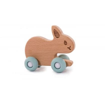 BoJungle Ξύλινο Παιχνίδι B-Woody Rabbit on Wheels Blue B910220