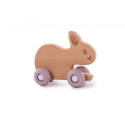 BoJungle Ξύλινο Παιχνίδι B-Woody Rabbit on Wheels Pink B910230