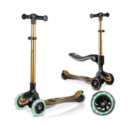 Nukido Flippo Παιδικό Scooter Με Σέλα Και Φωτιζόμενους Τροχούς 2 σε 1 Gold