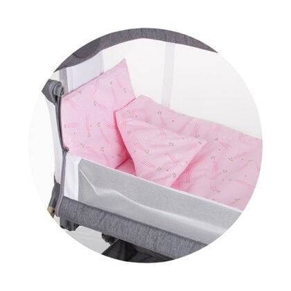 Chipolino Bedding Set Σετ προίκας για Λίκνο 4 τεμάχια Pink Falling Star