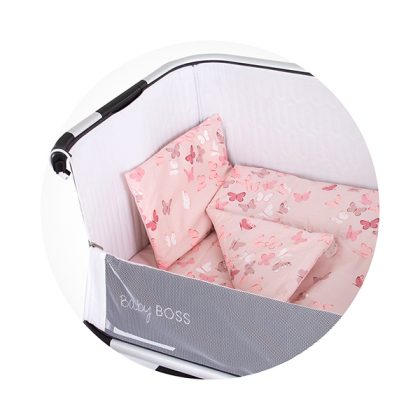 Chipolino Bedding Set Σετ προίκας για Λίκνο 4 τεμάχια Pink Butterflies