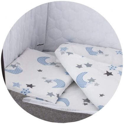 Chipolino Bedding Set Σετ προίκας για Λίκνο 4 τεμάχια White Blue Moon