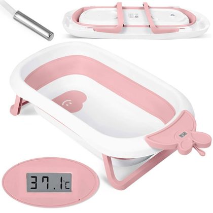 Ricokids Πτυσσόμενη Μπανιέρα Μωρού με Θερμόμετρο Pink