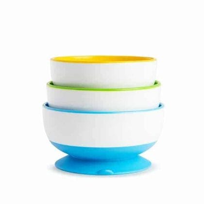 Munchkin Stay-Put 3 Πολύχρωμα Μπωλ Φαγητού Με Βεντούζα 6m+