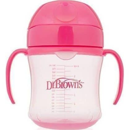 Dr. Brown's Κύπελλο με Καπάκι & Λαβές Ροζ 180ml, 6m+