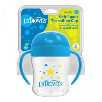 Dr. Brown's Κύπελλο με Καπάκι & Λαβές Μπλε 180ml, 6m+