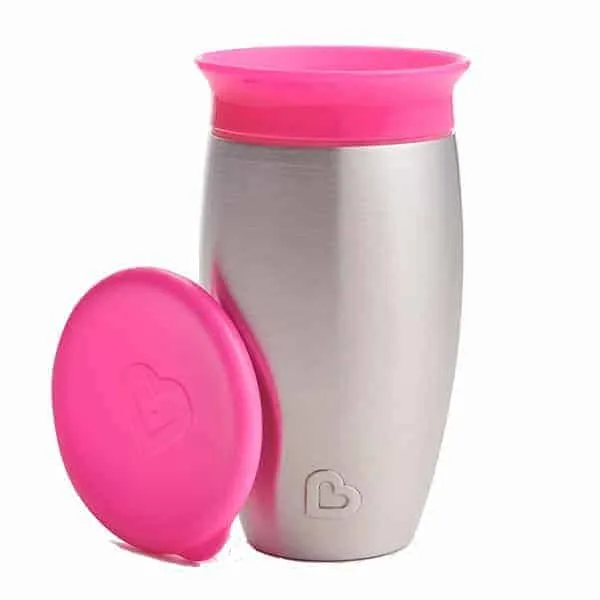 Munchkin Miracle Stainless Cup 296ml Ανοξείδωτο Ισοθερμικό Κύπελλο 12m+Pink