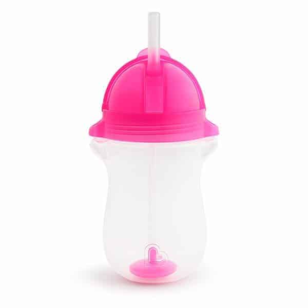Munchkin Ποτήρι με Καλαμάκι & Βαρίδι Tip & Sip Tall 296ml. Pink