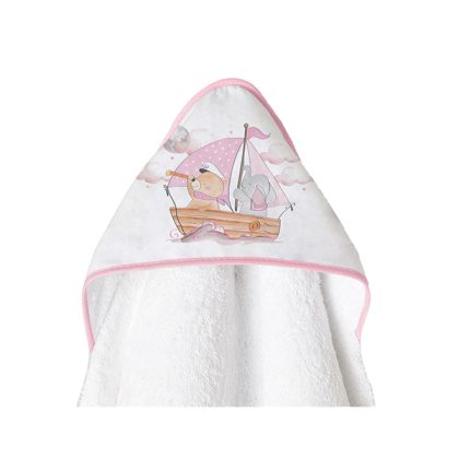 Baby Pasitos Μπουρνούζι Τριγωνακι Boat White Pink