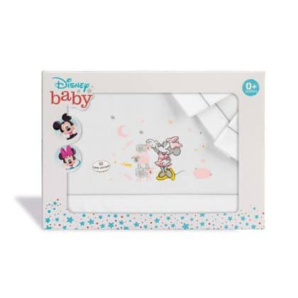Interbaby Minnie Σετ Βρεφικά Σεντόνια Κούνιας Βαμβακερά με Λάστιχο Λευκά 3 τμχ
