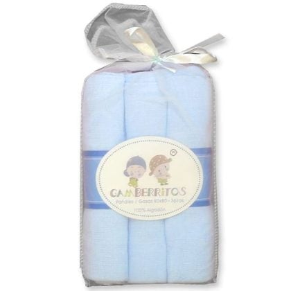 Gamberritos Πάνες μουσελίνα 80 x 80 cm, σετ των 3 Γαλαζιο