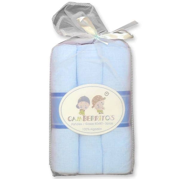 Gamberritos Πάνες μουσελίνα 80 x 80 cm, σετ των 3 Γαλαζιο