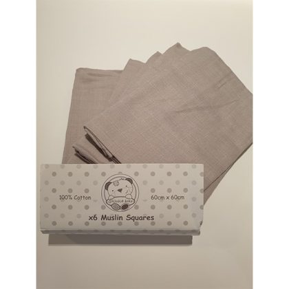 Snuggle Baby Σετ 6 απαλές πάνες μουσελίνες Γκρί