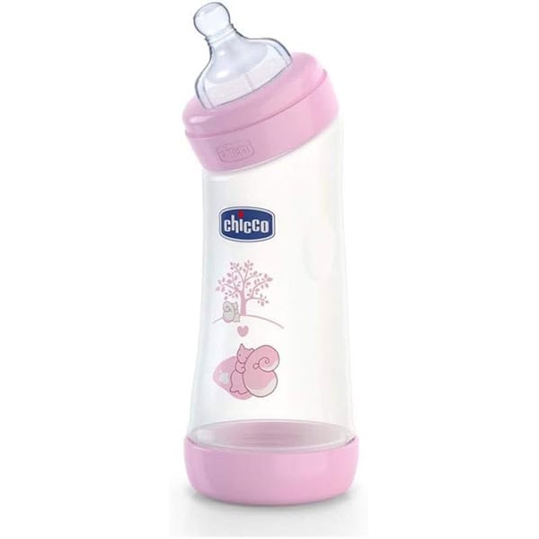 Chicco First Angled Well-Being Bottle 0m+ Pink (250ml) - Μπιμπερό με Κλίση