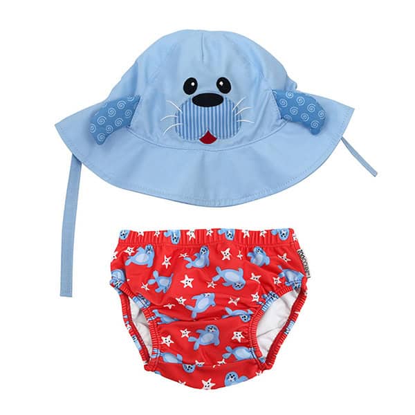 Zoocchini Σετ Μαγιό και Καπέλο UPF50+ Seal 6-12M