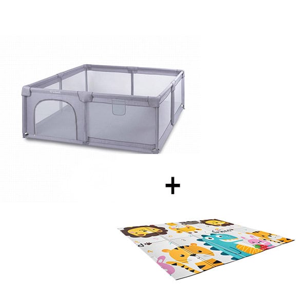 Kidwell Fanko Playpen Πάρκο Μεγάλο XXL 180x200cm Grey+Χαλάκι