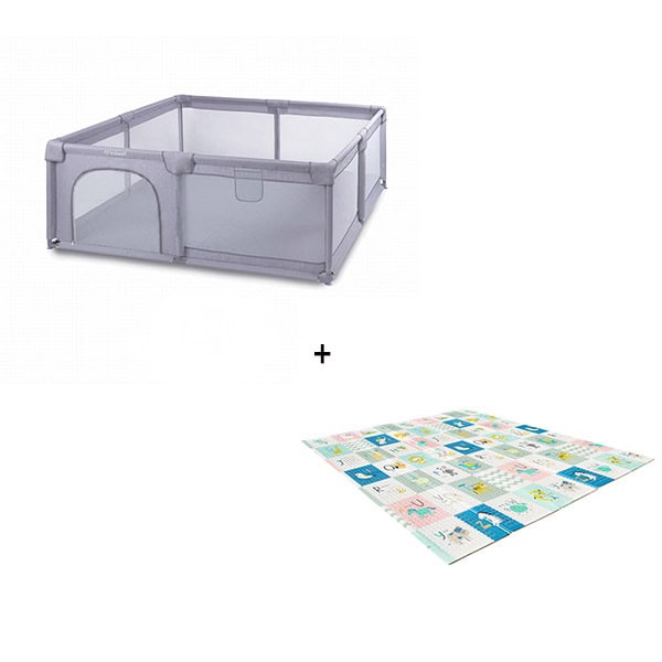 Kidwell Fanko Playpen Πάρκο Μεγάλο XXL 180x200cm Grey+Χαλάκι