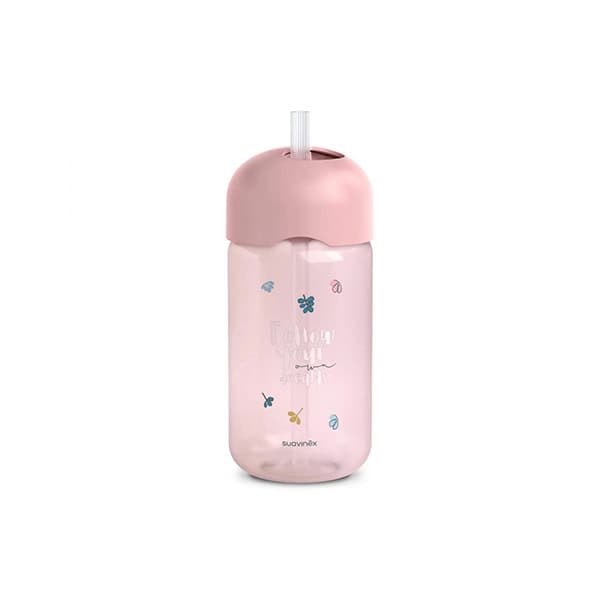 Suavinex Παγούρι με καλαμάκι Σιλικόνης 340ml +18μ BEAR Pink