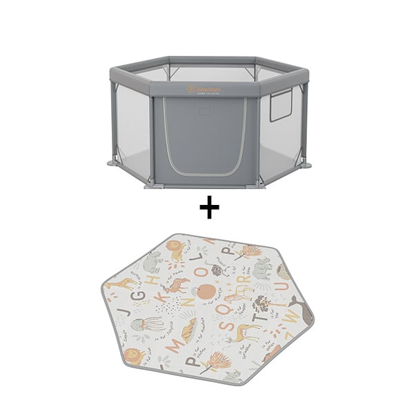 BebeStars Σετ Πολύγωνο Nestilo Grey + Χαλάκι Αφρώδες