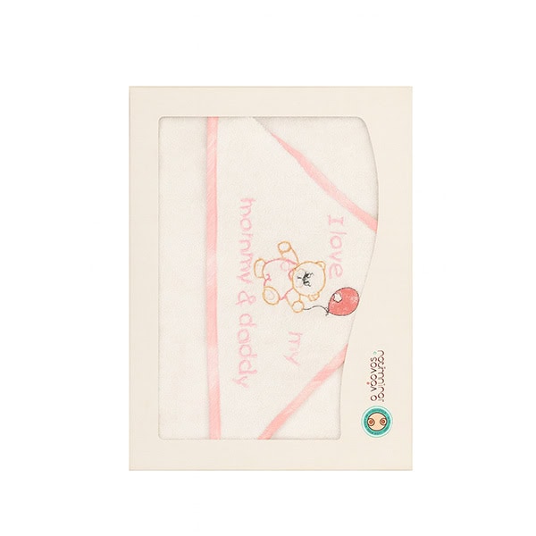 Ο Κόσμος Του Μωρού Μπουρνούζι τρίγωνο Love Mοmmy Daddy Pink