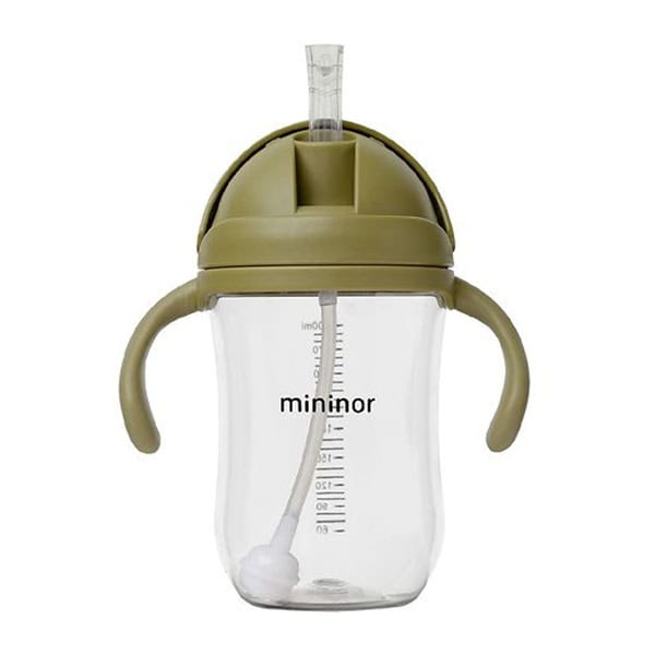 Mininor εκπαιδευτικό ποτηράκι με καλαμάκι & Βαρίδιο Tritan - Moss Green 330ml